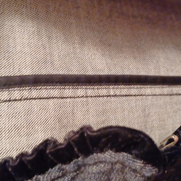 Denim Lace & Velvet Trimmed Fitted Jacket. - Picture 7 of 11